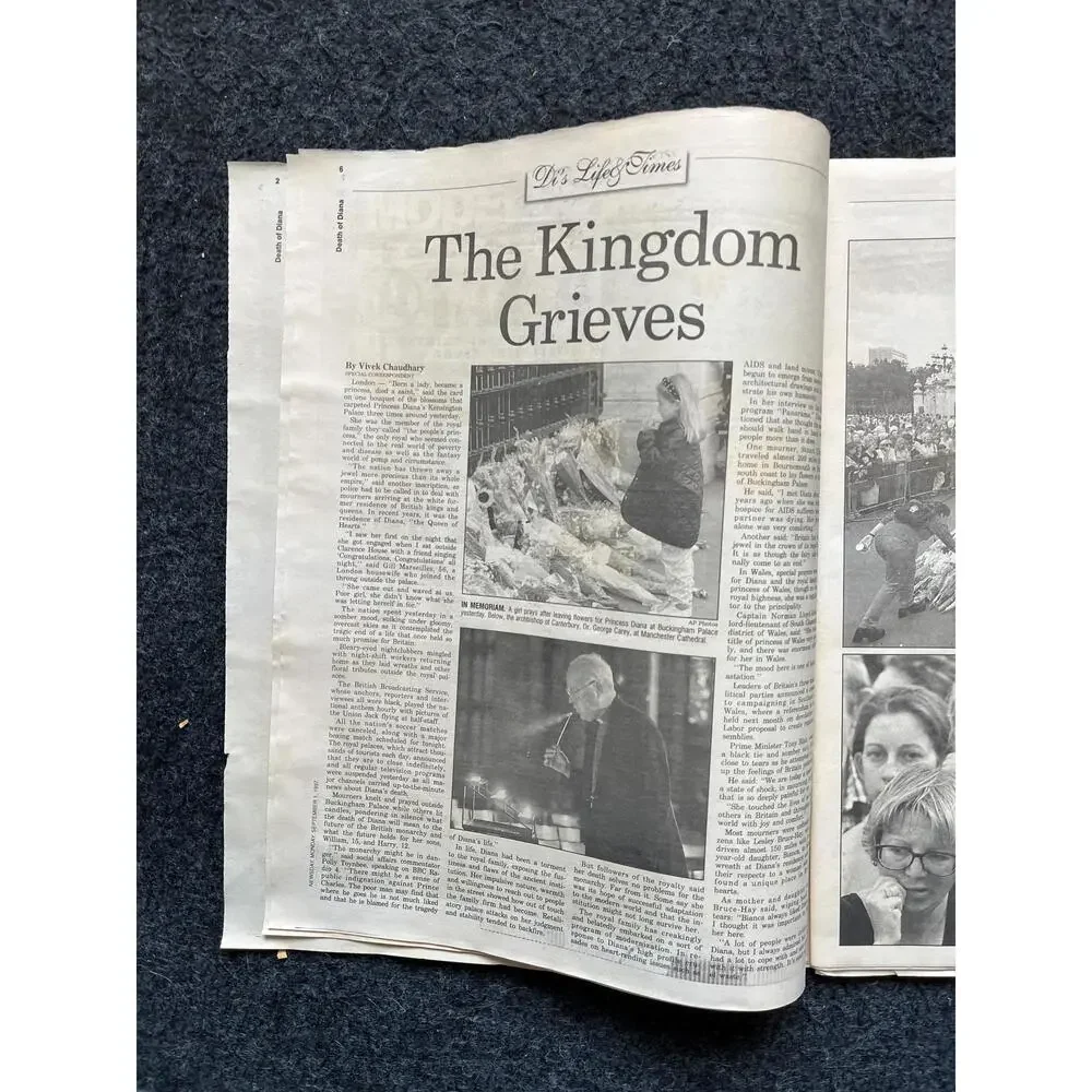 Rare Vintage Princess Diana Memorial Newspaper - 1997 Commemorative Edition, Br